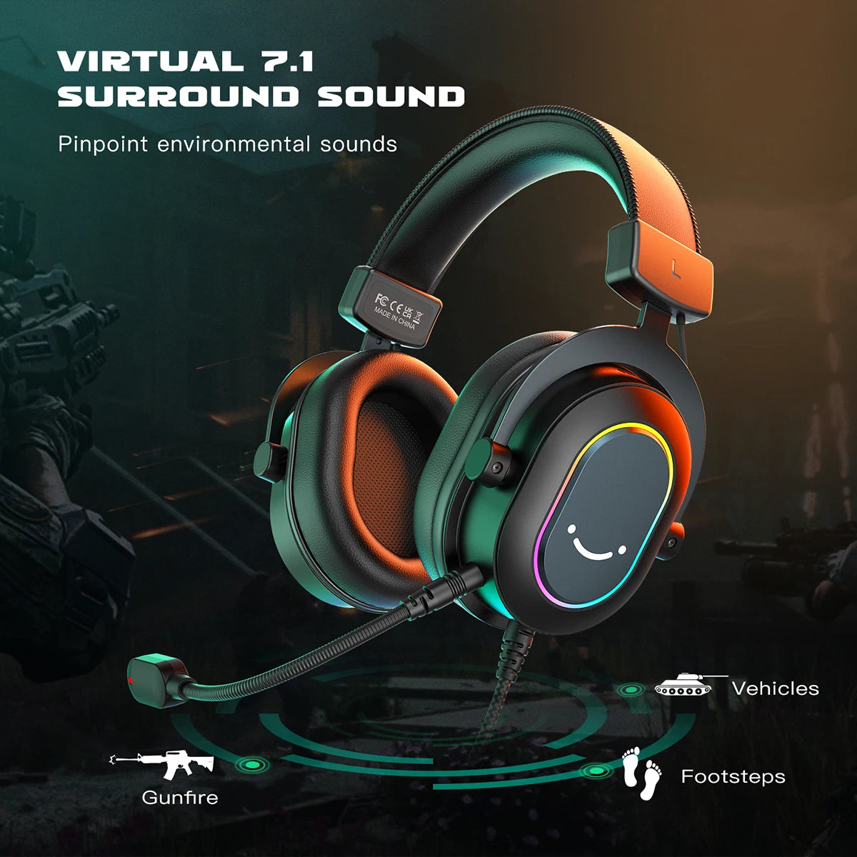 Auriculares Gaming FIFINE RGB con Micrófono y Sonido 7.1
