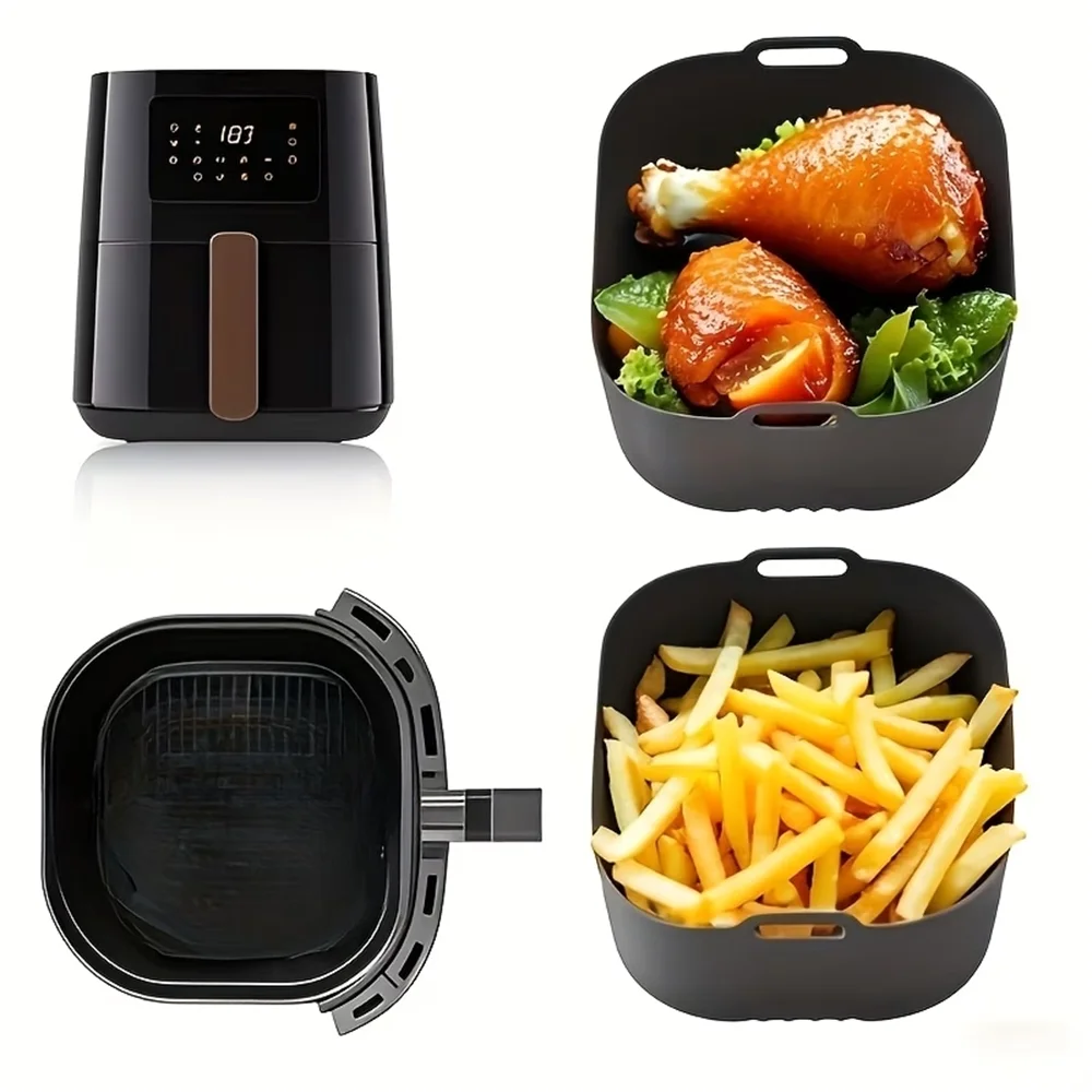 Bandeja de silicona reutilizable cuadrada para freidora de aire, molde para pan con tapete de silicona, molde para pasteles para herramientas de parrilla HD9252, HD9200 y HD9255