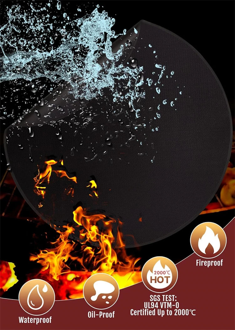 LMETJMA Alfombrilla para fogones debajo de la parrilla, alfombrilla redonda para parrilla, alfombrilla ignífuga debajo de la parrilla, almohadilla impermeable a prueba de aceite para barbacoa para cubierta JT334