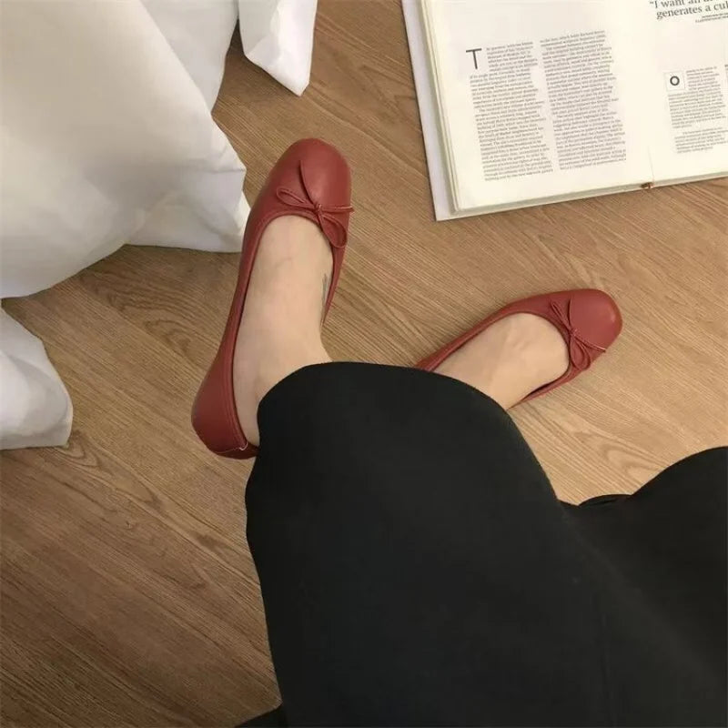 2025 Primavera Verano nueva llegada noche Breeze Flats suave diseño de nudo de lazo viajero versátil zapatos individuales
