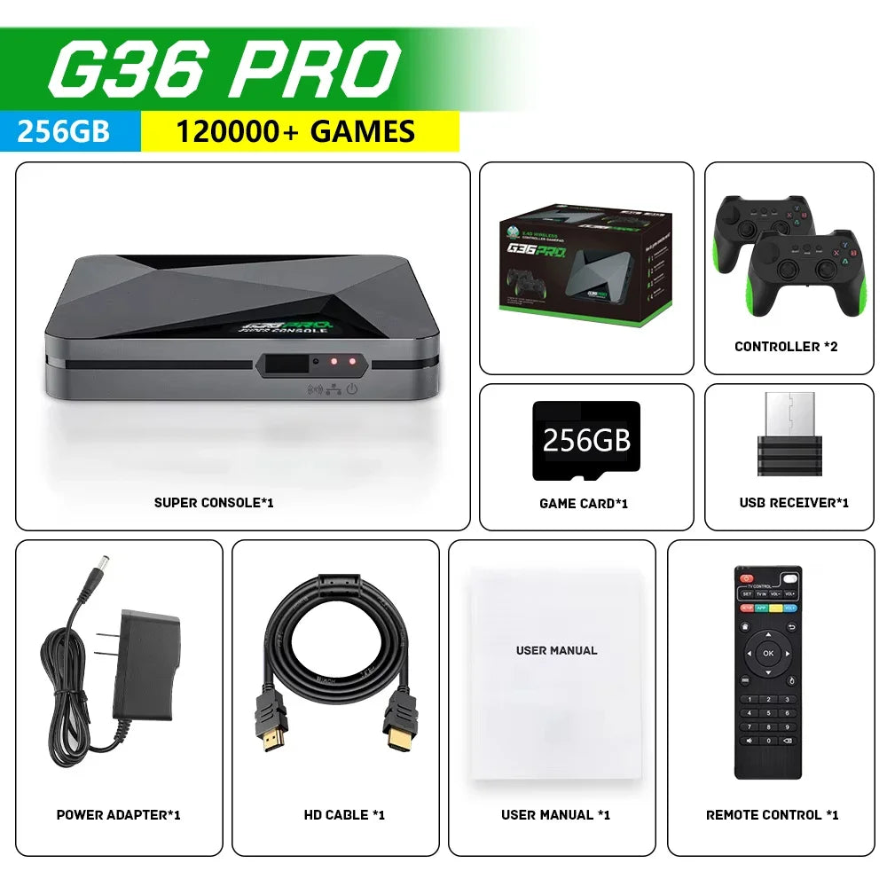 Consola de videojuegos Retro Super Console G36 Pro con 120000 videojuegos para PS1/GBA/MD/CPS con Gamepad, caja de juegos de regalo para niños
