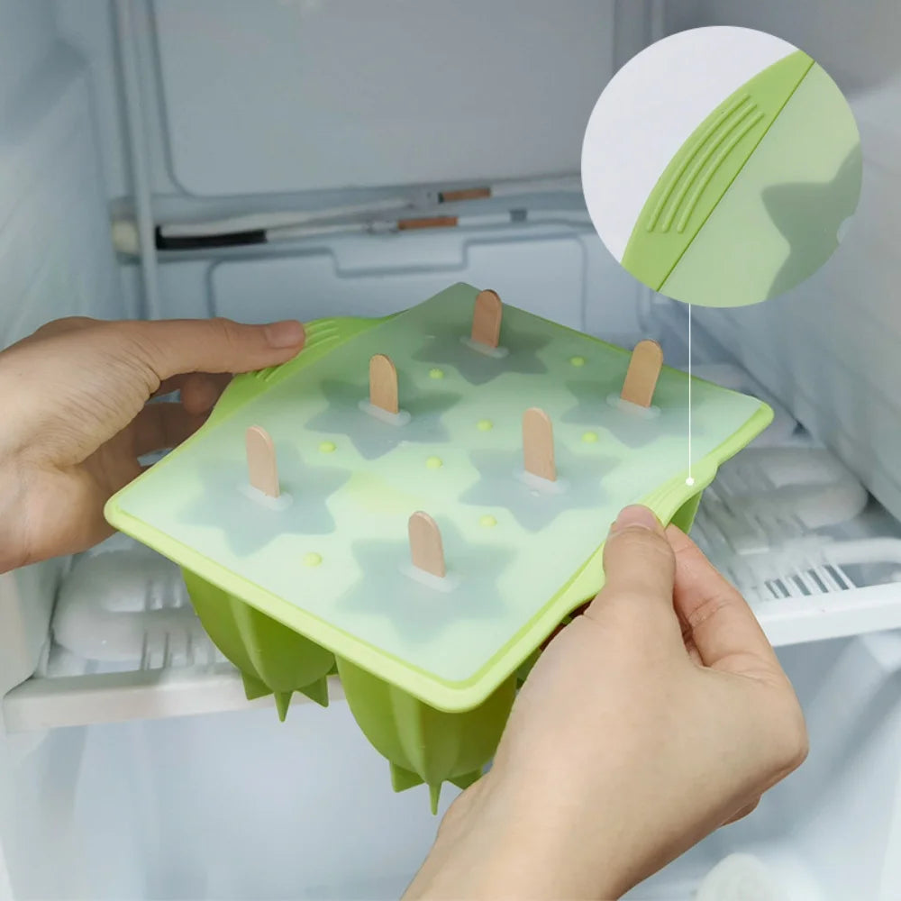 Molde de silicona para helados, molde para paletas de hielo, molde para postres caseros, molde para cubos de jugo con pajita, máquina para hacer helados