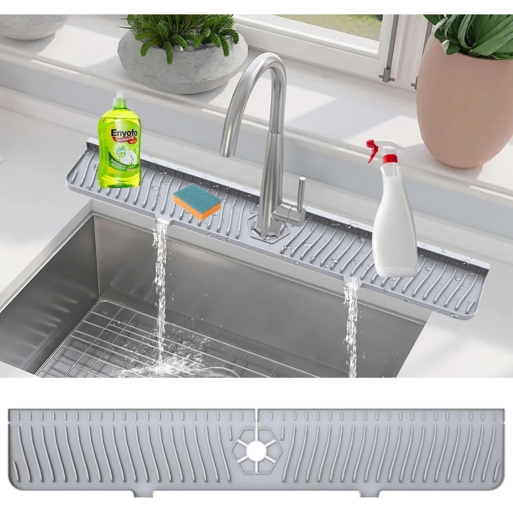 Esteras receptoras de agua para grifo de silicona, almohadillas de secado a prueba de derrames para fregadero de cocina, drenaje antideslizante y protector contra salpicaduras, estera colectora de agua