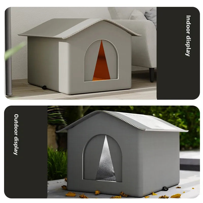 Casita Impermeable para Mascotas – Cama Cueva Plegable Exterior