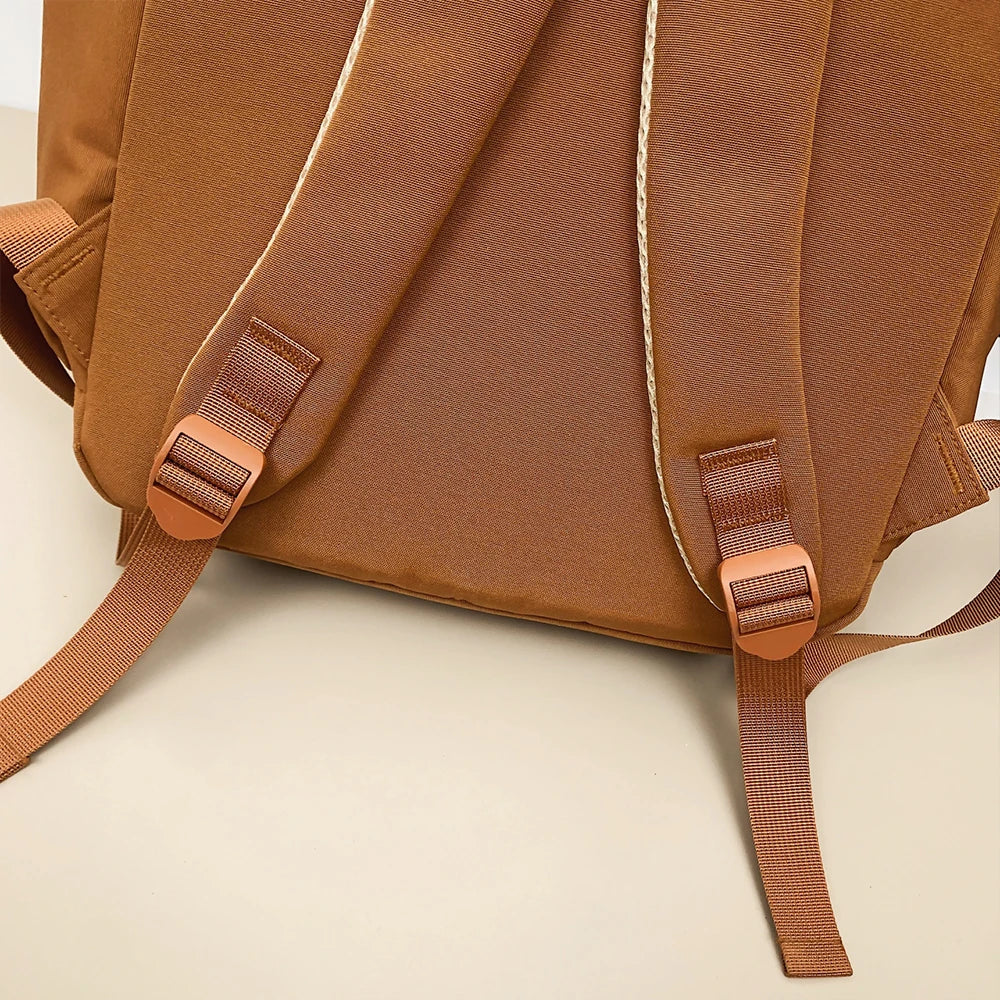 Mochila Escolar de Nailon con Bloques de Color