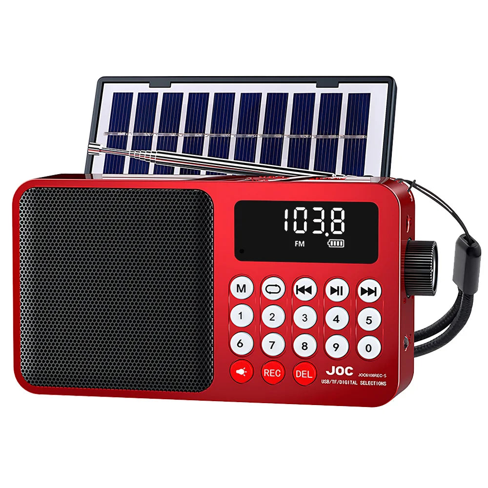 Altavoz Bluetooth Solar con Radio FM, Luz LED y Grabación TF/USB