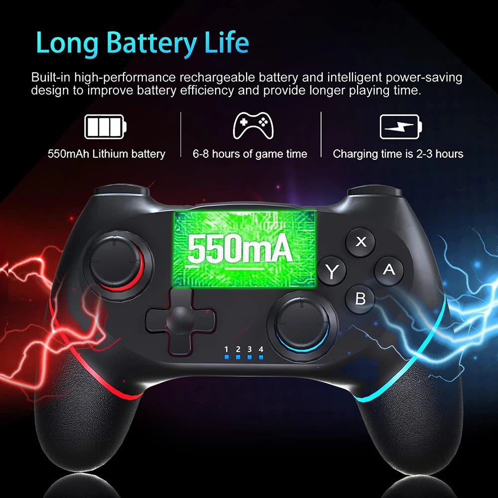 Mando inalámbrico compatible con Bluetooth para Nintendo Switch 1/2/Lite/Oled, controlador para Android/PC, Joystick con 6 ejes