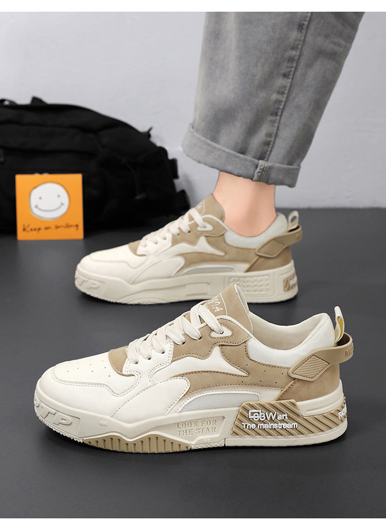 Zapatillas de deporte de otoño para hombre, zapatos de plataforma cómodos, zapatos vulcanizados con cordones de tendencia, Zapatillas informales blancas