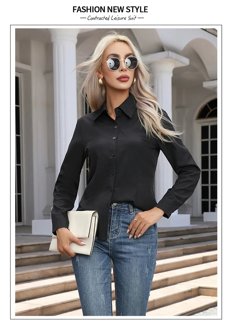 Blusa Elegante de Gasa con Botones para Mujer