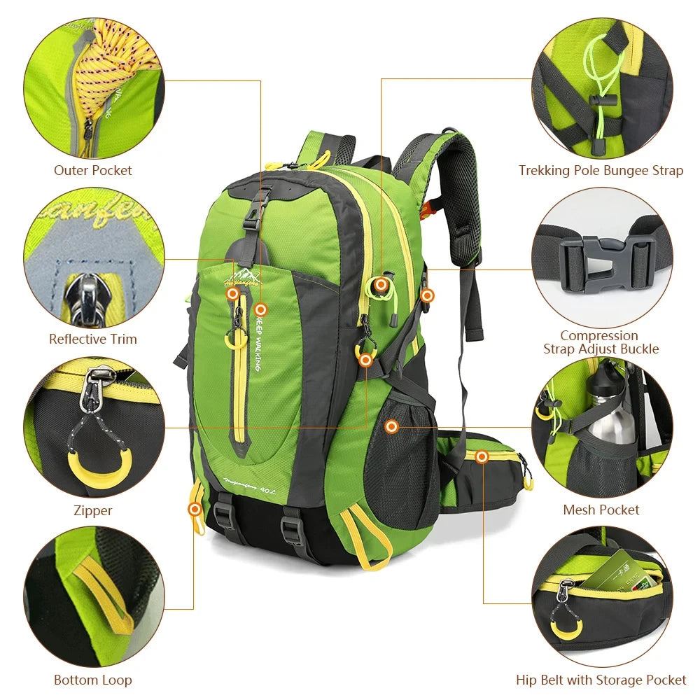 Mochila de Viaje para Camping, Senderismo, Portátil, Mochila de Trekking, Escalada, para Hombres y Mujeres, Suministros de Senderismo