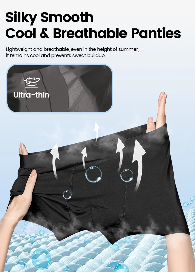 Ropa interior para hombres al por mayor Europa y Estados Unidos boxeadores transfronterizos de seda de hielo boxeadores de tamaño inglés pantalones cortos de gran tamaño
