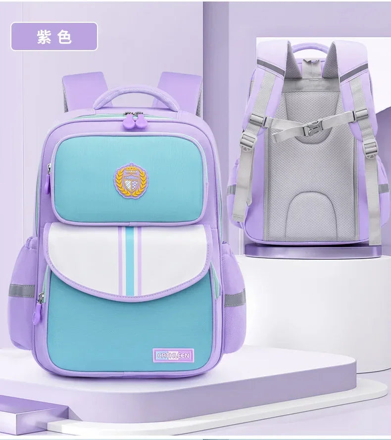Mochila escolar para niños de grado 1 y 6, mochila duradera impermeable de tela Oxford ligera con diseño ergonómico