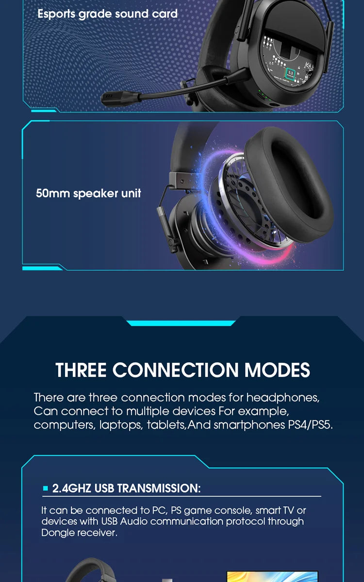 LDON Auriculares Gaming PS5 PS4 Bluetooth 2.4GHz