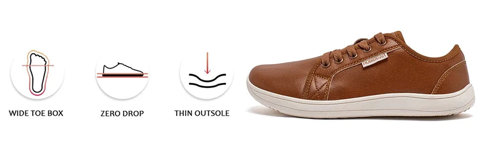 HOBIBEAR Zapatos minimalistas de punta ancha, zapatillas Unisex descalzas con caída cero, zapatos casuales de moda de cuero Artificial