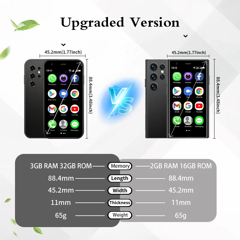 Teléfonos Inteligentes SOYES S23 Pro y Mini 24, Android 8.1, Doble SIM, Pantalla HD de 3.0'', Batería de 1000 mAh, WIFI, Bluetooth, 3G, Teléfono Móvil Pequeño