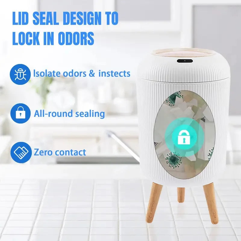 Cubo de Basura con Sensor de Movimiento de 10L, Automático con Tapa, Cubo de Basura Inteligente de Plástico Pequeño para Dormitorio, Baño, Cocina, Oficina
