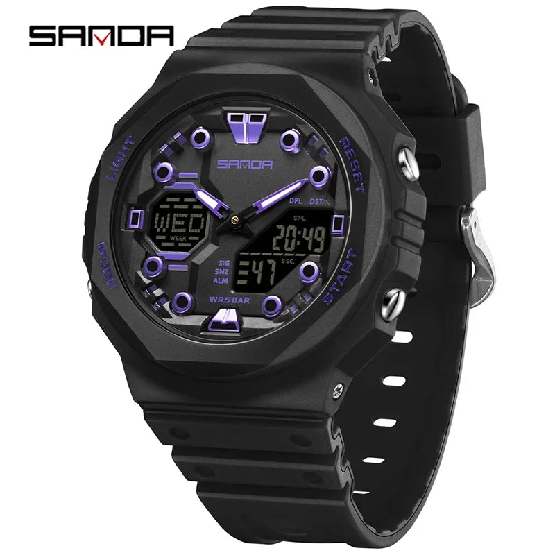 Reloj Digital SANDA 6200 para Hombre, Deportivo LED Impermeable 50M