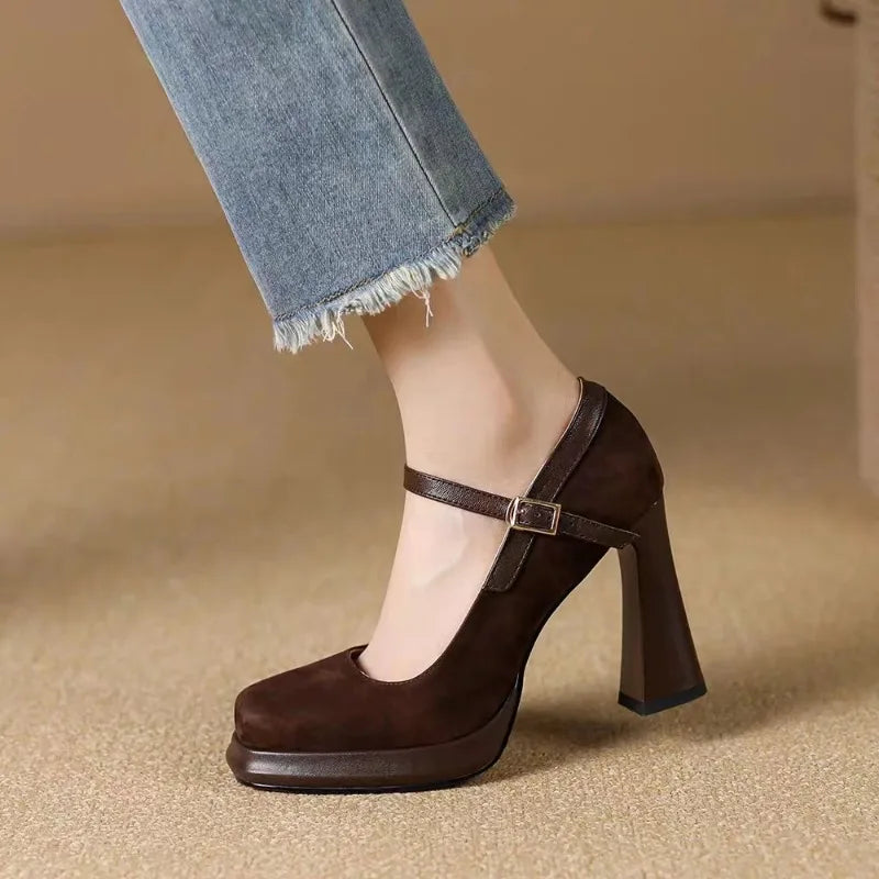 Zapatos de Tacón Alto con Plataforma para Mujer - Gamuza