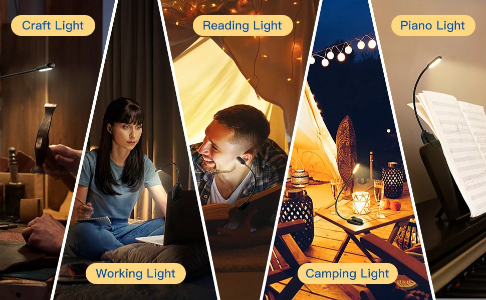 Luz LED para Libros con Clip, 3 Niveles de Brillo