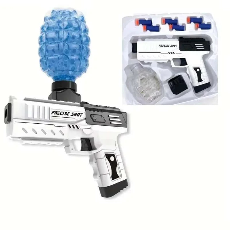 Blaster de bolas manual, pistola de juguete blasters de espuma de balas suaves, regalo genial (blanco y negro)