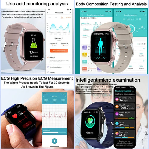 2025 nuevo reloj inteligente con monitoreo ECG + PPG para mujeres, presión arterial, lípidos en sangre, ácido úrico, rastreador de salud Menstrual para mujeres, relojes inteligentes