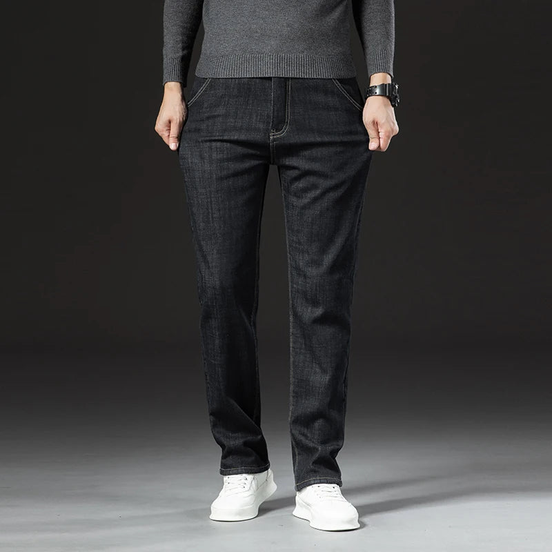 Pantalones Vaqueros de Invierno para Hombre, Forro de Cordero, Talla Grande