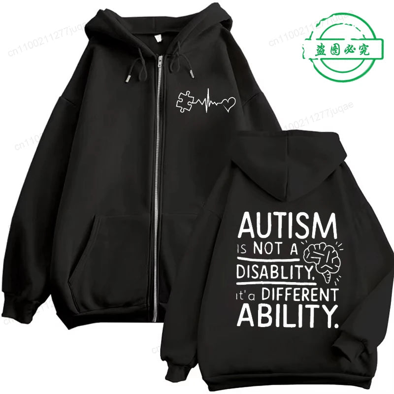 Buzo con Capucha Unisex Autismo | Cremallera Completa