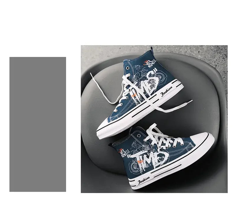 Zapatos de hombre, zapatos de lona vulcanizados, zapatillas altas, zapatos de plataforma informales transpirables, zapatillas deportivas para hombre, Tenis masculinos, zapatillas gruesas