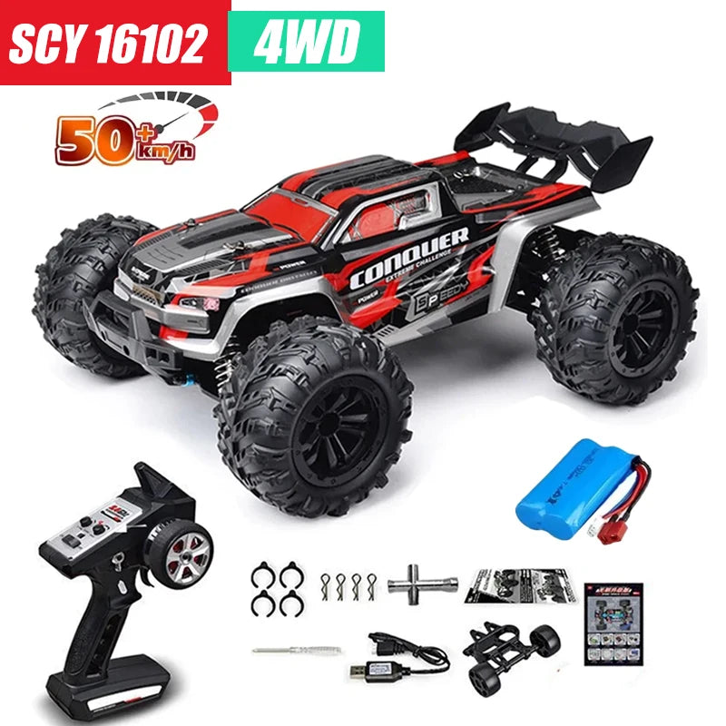 Coche RC MJX VS SCY 16101 16102 PRO 4WD 70Km/h 1/16 de Alta Velocidad, Monster Truck Todoterreno con Control Remoto, Vehículo Eléctrico