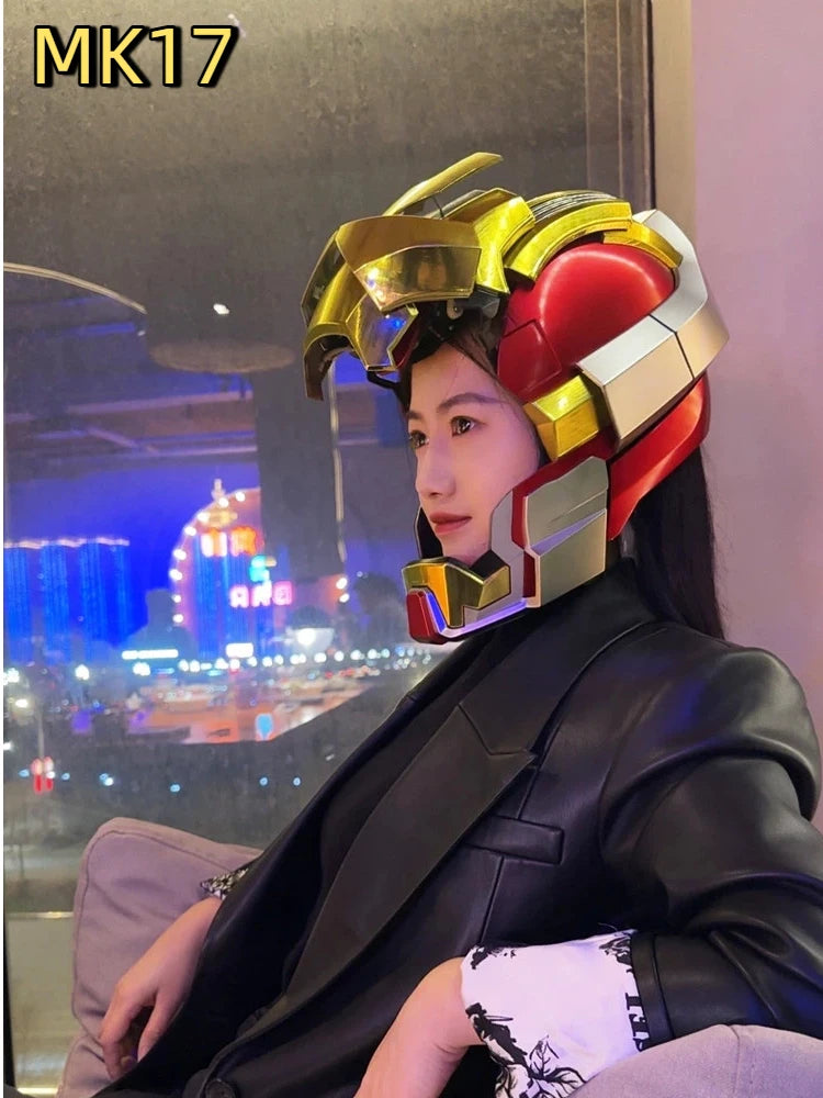 Casco de Iron Man de Marvel, Escala 1:1, MK50 MK5 MK17, con Control por Voz y Ojos Luminosos, Modelo Coleccionable para Adultos, Juguete de Navidad