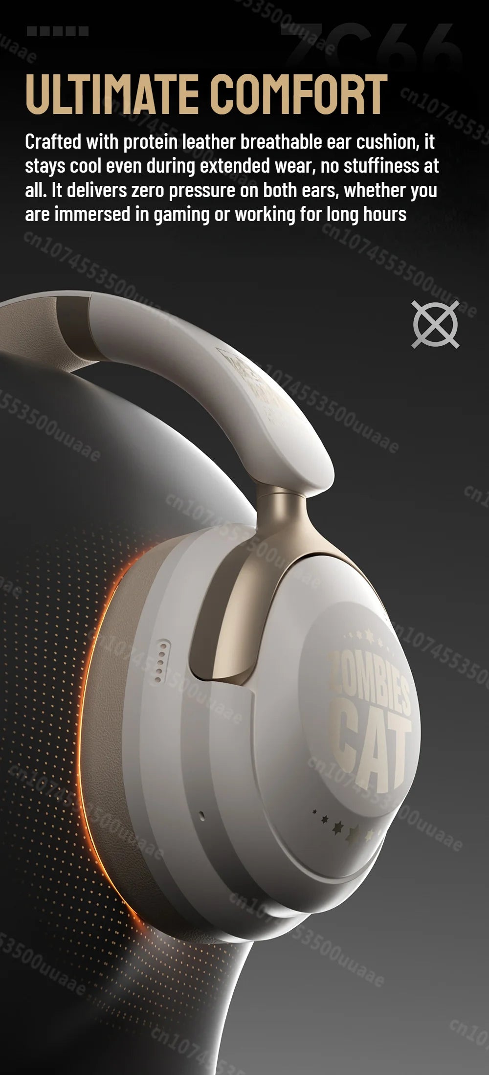 Zombies Cat S10 ANC auriculares Bluetooth 6,0-auriculares con cancelación activa de ruido de 45dB estéreo HiFi cable supraaural/auriculares inalámbricos