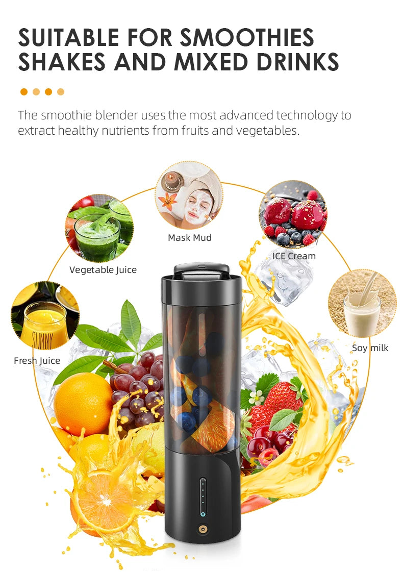 Licuadora Portátil USB 6 Cuchillas 450ml Recargable