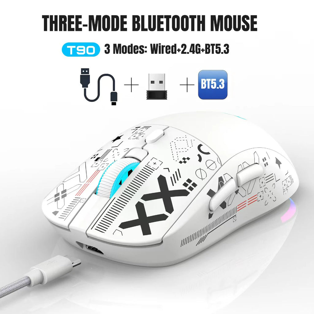 HXSJ-60% Juego de teclado y ratón retroiluminado RGB, teclado con cable de 61 teclas, ratón inalámbrico óptico para juegos de 3 modos para ordenador portátil y PC