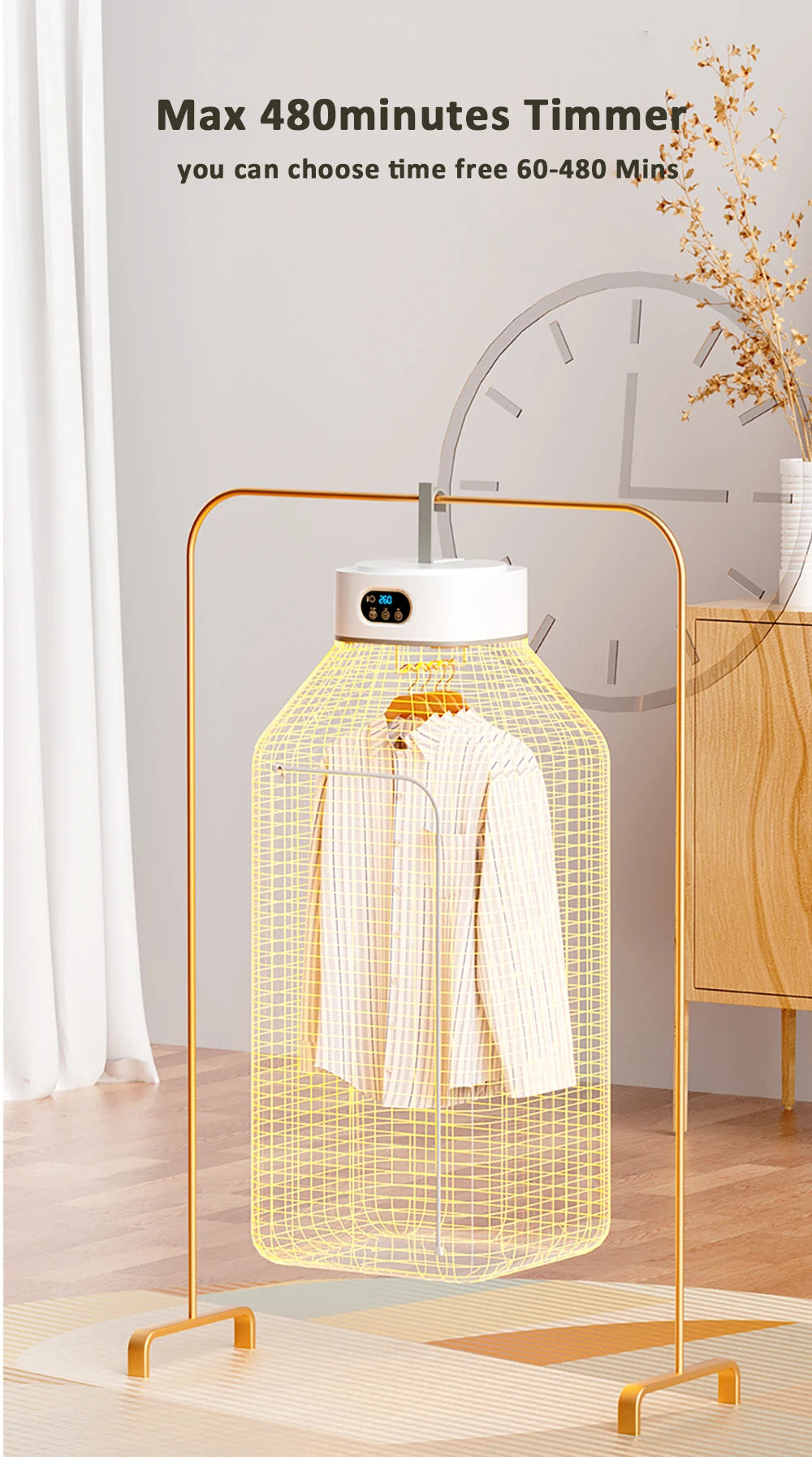 Secadora de ropa portátil plegable con esterilización UV y control remoto