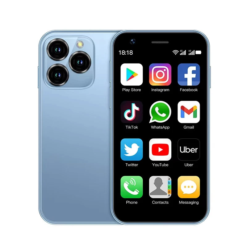 Mini Teléfono Inteligente ONEMYTH XS16 Azul de 3 Pulgadas |   4G Doble SIM Doble Modo de Espera |   Memoria de 3+64 GB |   Teléfono Pequeño con Reconocimiento Facial de Play Store
