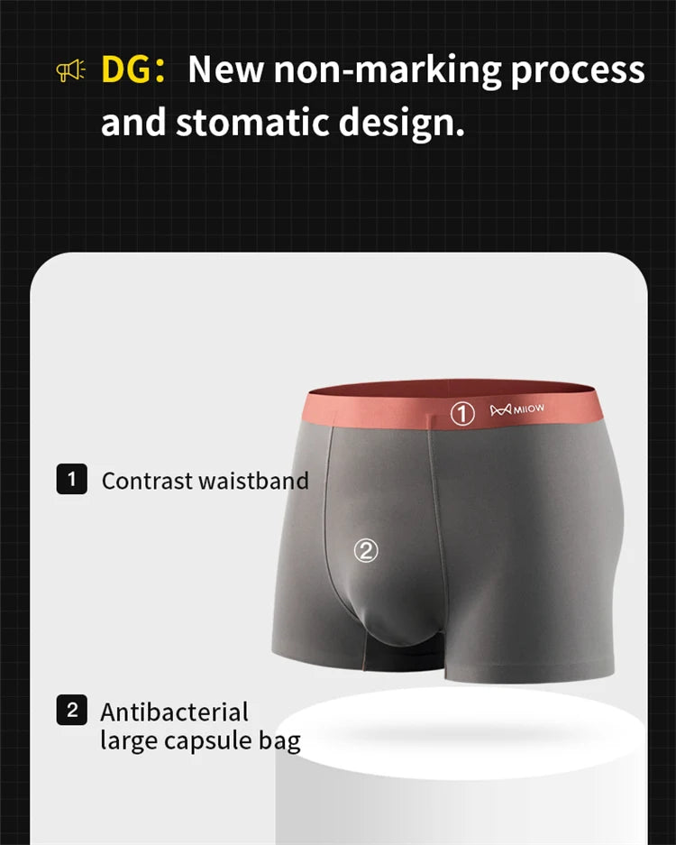 MiiOW 3 uds calzoncillos Boxer hombre ropa interior Modal seda de hielo bragas ligeras para hombre Boxershort 5A calzoncillos antibacterianos Boxer masculino