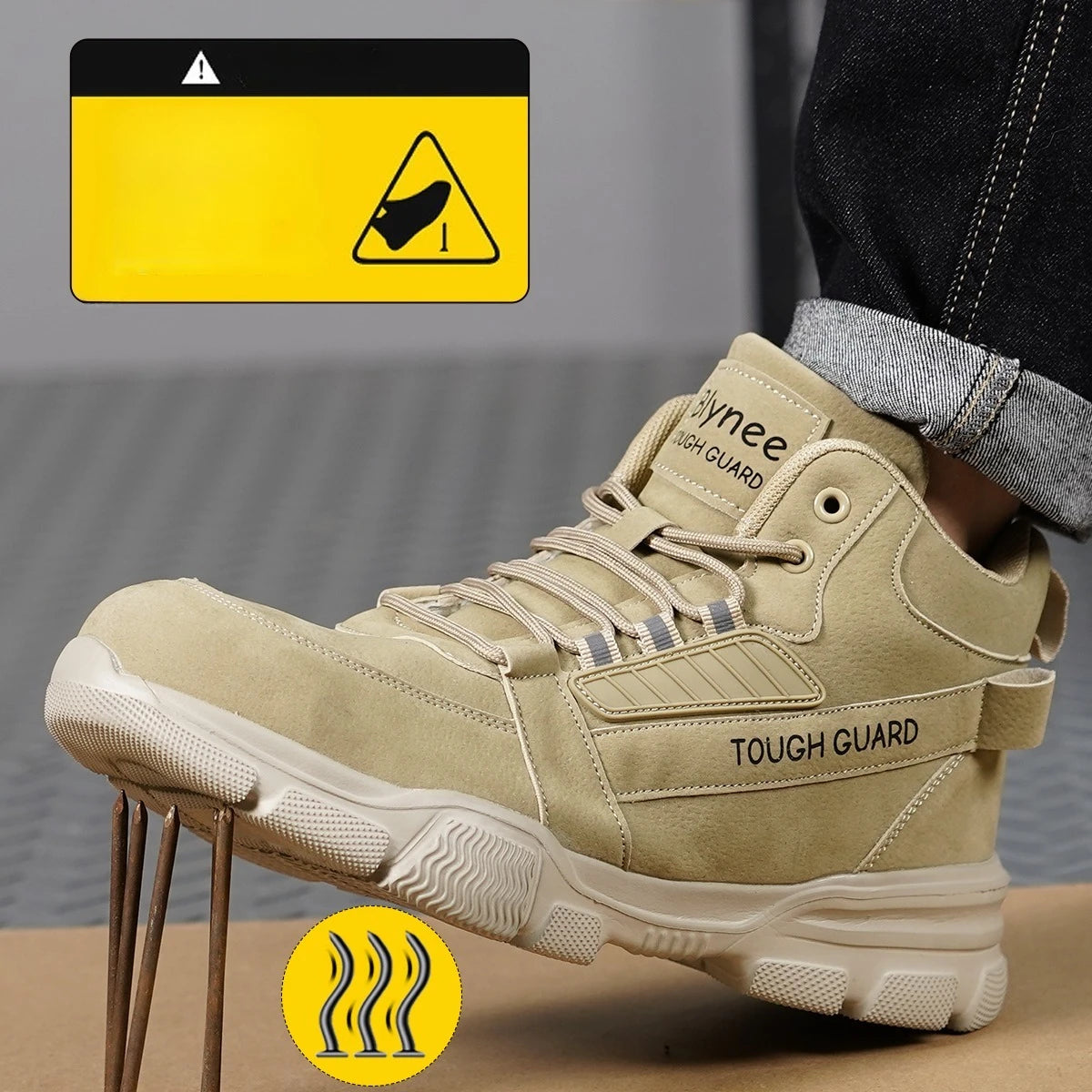 Botas de Trabajo de Seguridad con Punta de Acero para Hombre, con Suela Antideslizante y Resistente al Desgaste