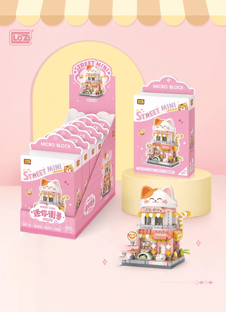 LOZ Food Street Bakery, Tienda de Té con Leche, Modelo Arquitectónico para Armar, Bloques de Construcción de Juguete, Escena de Calle, Regalos de Cumpleaños para Niños