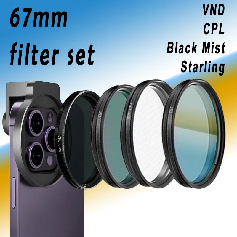 Juego de Filtros 67MM ND CPL Star para Lente de Teléfono