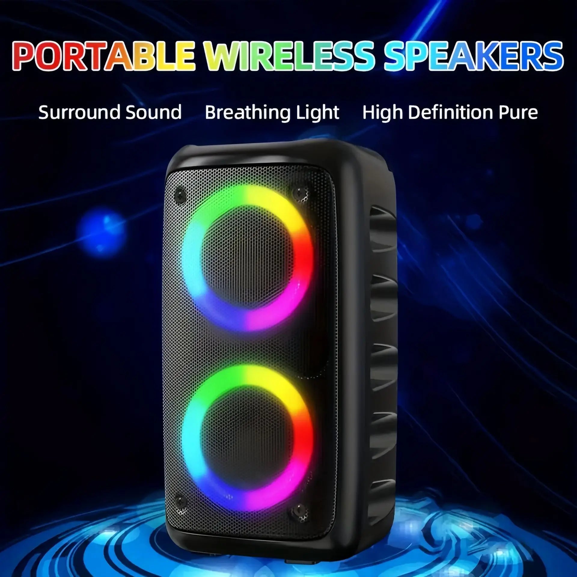 Altavoz inalámbrico De Karaoke con Bluetooth, Subwoofer portátil con micrófono, Radio, lámpara FM, caja De sonido, música, LED, TWS, Caixa De Som