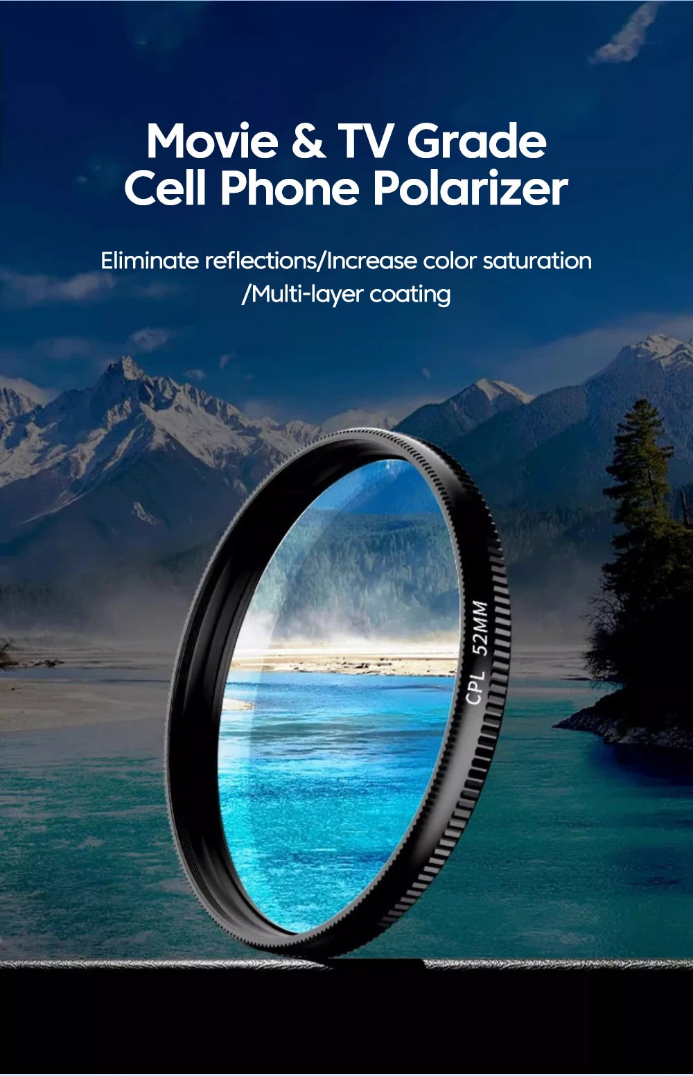 Filtro CPL de 52mm con Clip para Cámara de Teléfono iPhone