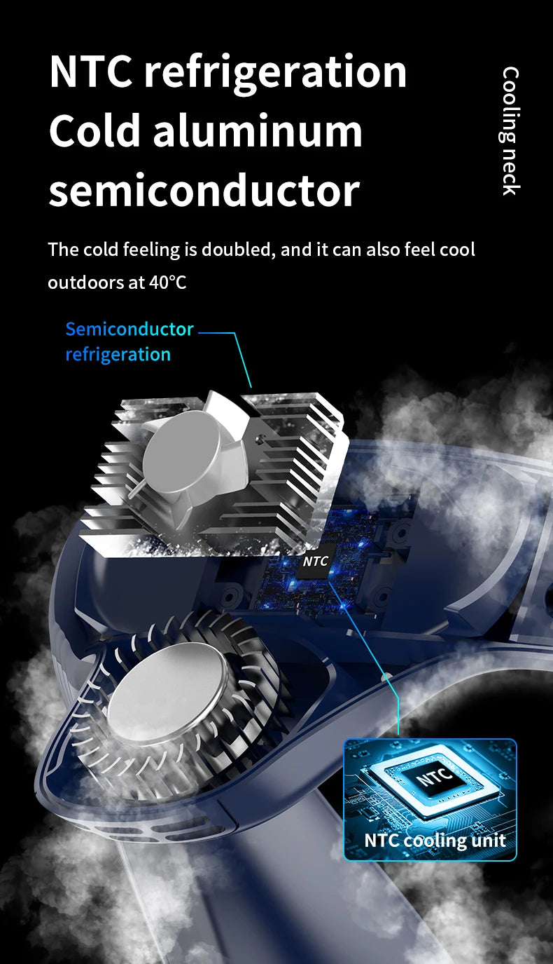 Nuevo ventilador de cuello portátil, aire acondicionado de cuello de 5200mAh, ventilador de refrigeración Semiconductor recargable, ventilador Personal para exteriores, refrigerador portátil