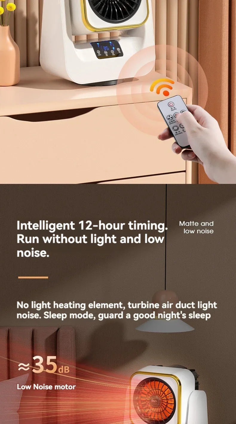 Mini calentador eléctrico para el hogar y dormitorio, pequeño y portátil, con protección contra vuelcos y sobrecalentamiento.