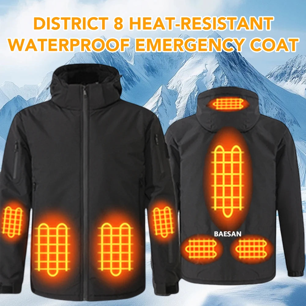 Chaqueta Calefactora de Grafeno con Capucha USB — 8 Zonas de Calor