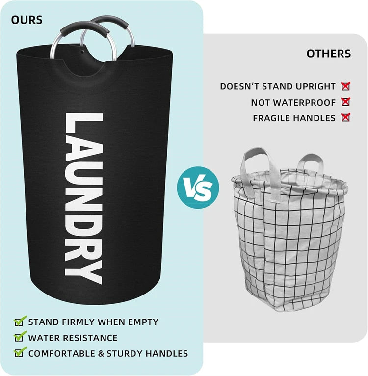 Cesto de Ropa Grande LMETJMA de 90L, Cesto de Ropa Impermeable, Cesto de Ropa Plegable, Cesto de Ropa Alto y Plegable para la Familia