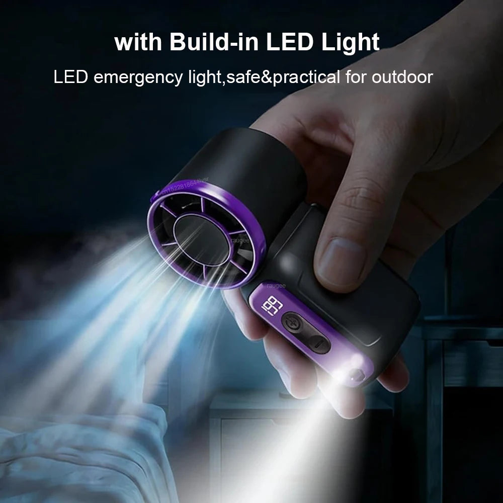 Mini ventilador portátil recargable con pantalla LED y 199 velocidades