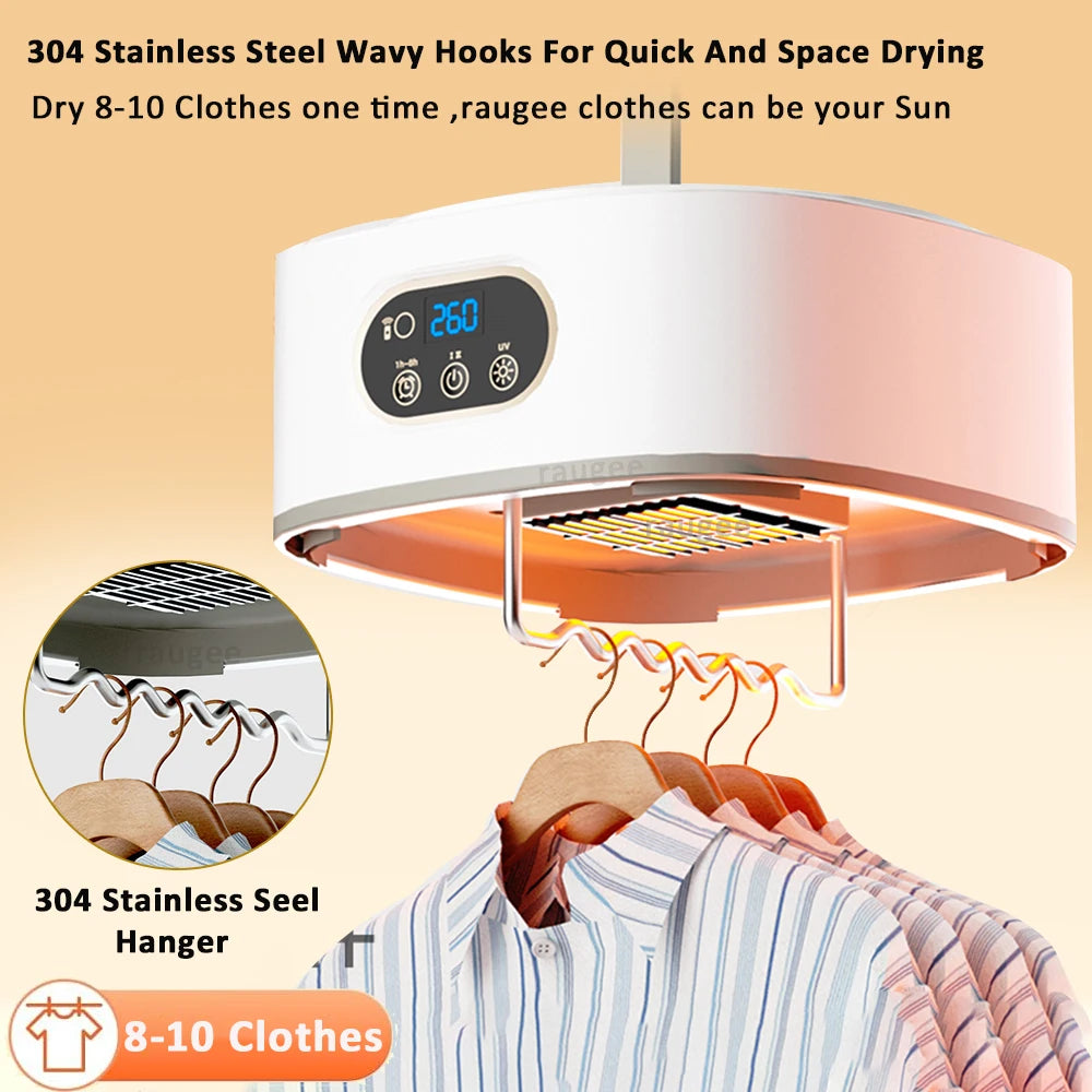 Secadora de ropa portátil plegable con esterilización UV y control remoto