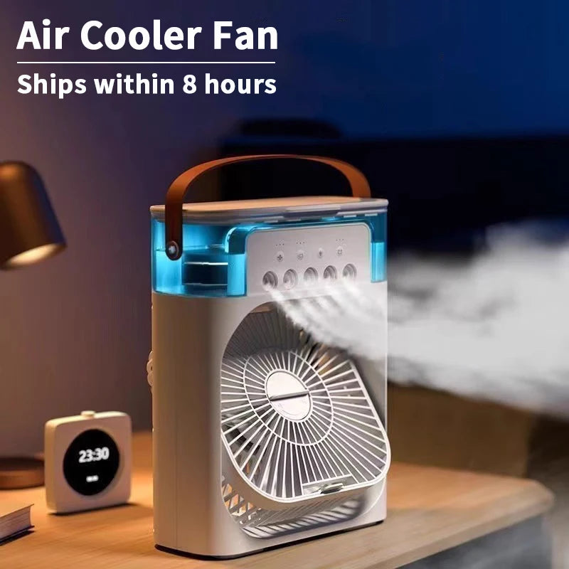 Ventilador Portátil 3 en 1 con Humidificador y Luz Nocturna