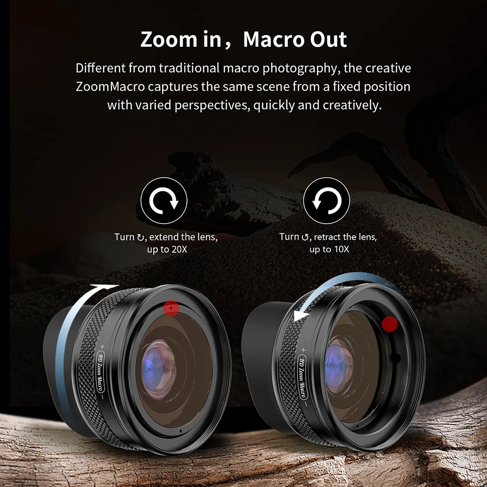 Lente Macro HD 10-20X para Teléfonos Inteligentes y Fotografía