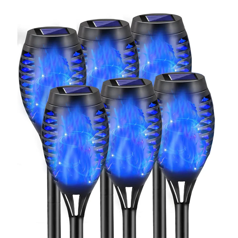 Luces Solares Antorcha Llama Solar RGB 12LED para Jardín Pack x6